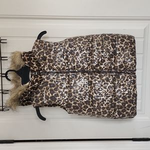 Kids sequins vest hoodie cheetah print.